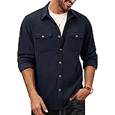PJ PAUL JONES Men's Button Down Waffle Textured Shirt Casual Long Sleeve Wrinkle Free Untucked Shirts with Flap Pockets