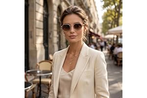 Vintage Round Sunglasses for Women, Lightweight Metal Frame with Tortoiseshell Temples, UV Protection Classic Eyewear with Po