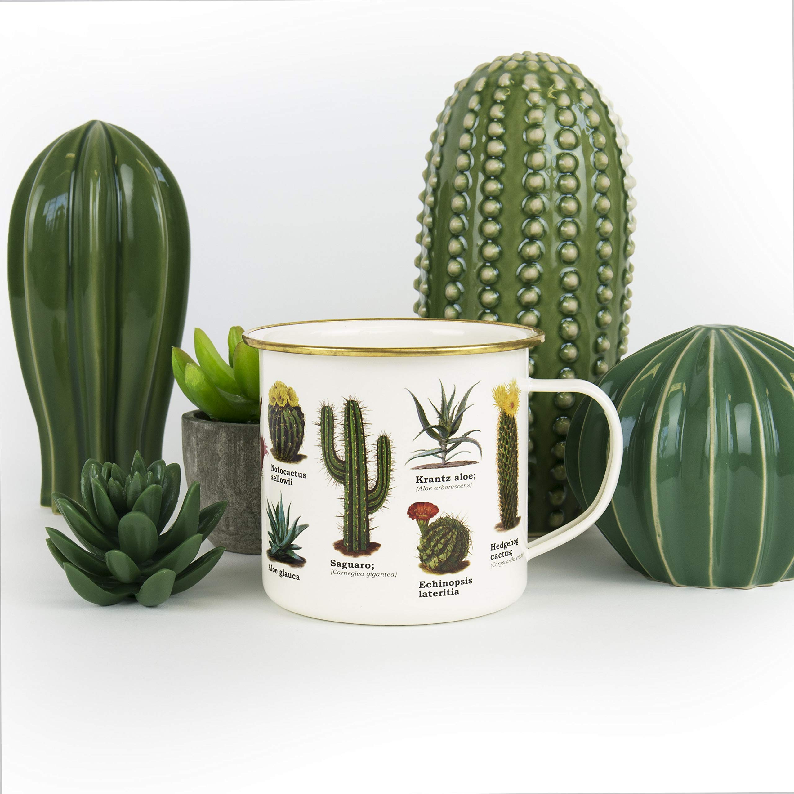 Gift Republic GR270110 Botanica White Enamel Cactus Mug