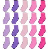 Kids Crew Socks, Mid Cut Socks for Toddler Kids Boys Girls(1-14 Years), 20 Pairs Athletic Mid Calf Sock Multipack