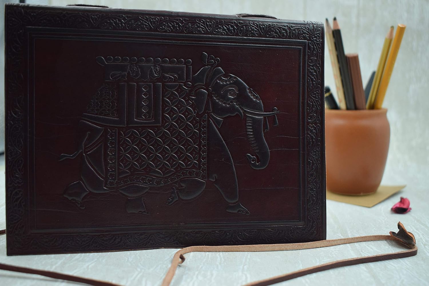OVERDOSE Elephant Leather Journal Diary Notebook, Handcrafted Journal for School Students College, Office, Notebook - Image 4