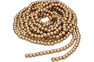 WILLBOND 16 Feet Christmas Wood Bead Garland Wooden Bead Garland for Christmas Tree Holiday Decoration (Gold)
