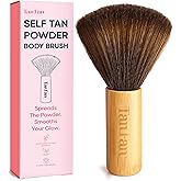 Self Tan Drying Powder Body Brush - Essential Accessory To Remove Stickiness from Self Tanner - Sets Tan + Smooths Skin - Eco Bamboo Handle - Hypoallergenic Ultra-Soft Bristles - XLarge 6&rdquo; x 3.5&rdquo;