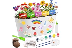 ROOTCRAFT Paint & Plant Kids Gardening Set with 5 Flower Seeds, Arts and Crafts for Kids Ages 4-12, Science STEM Toys for Toddler Education, Birthday Gifts Ideas for Girls & Boys 4 5 6 7 8 9 10 11 12 Year Old