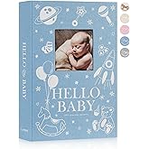 Lanpn Baby Photo Album 4x6 300 Pockets, Linen Newborn Bebe Ultrasound Photo Album with Memo Writing Area, Cover Photo Book, Picture Album for kids, Baby Boy Memory Book Keepsake Blue