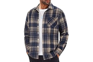 COOFANDY Mens Flannel Shirts Long Sleeve Lightweight Plaid Shirt Casual Button Down Shirts Jacket