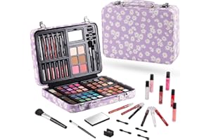 Hot Sugar Makeup Kit for Teenager Girls 10-12, All in One Beginner Makeup Kit for Women Full Kit, Teen makeup kit Cosmetic Gift Set on Birthday Christmas(Purple Daisy)