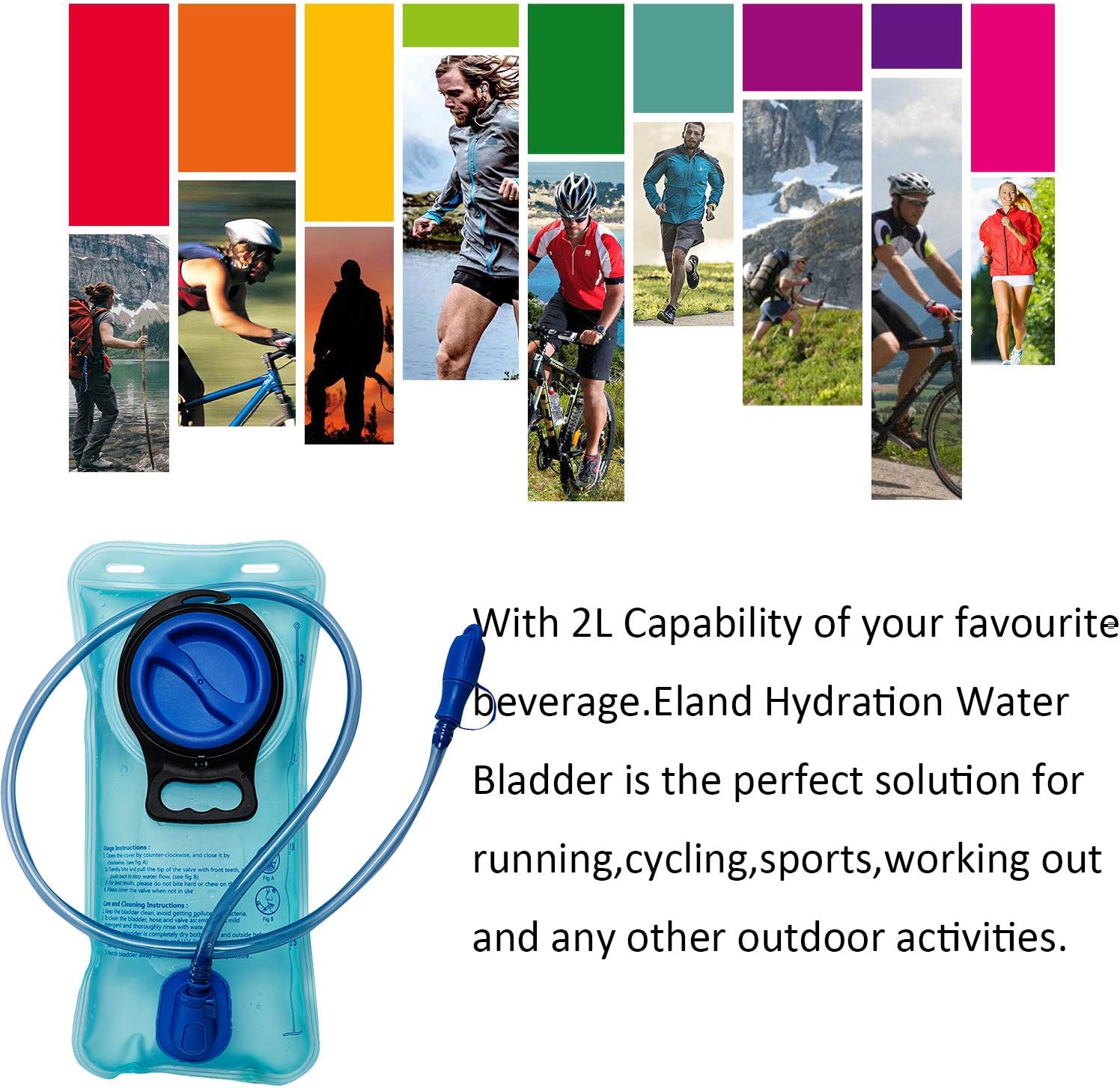 Hydration Bladder, 2 Liter Leak Proof Water Bladder, Water Reservoir for Hydration Pack : Sports & Outdoors