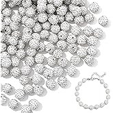 100 PCS 10mm Rhinestone Beads, White Shiny Round Shamballa Disco Ball Sparkling Rhinestone Clay Beads, Used for Jewelry Bracelets Necklaces Earrings and DIY Crafts Jewelry Making Christmas