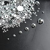Mixed Sizes 2mm-8mm 1000pcs Imitation Pearls Half Ball Flatback Bead Loose Beads Gem Scrapbook Craft DIY Decorations (Mine Silver)
