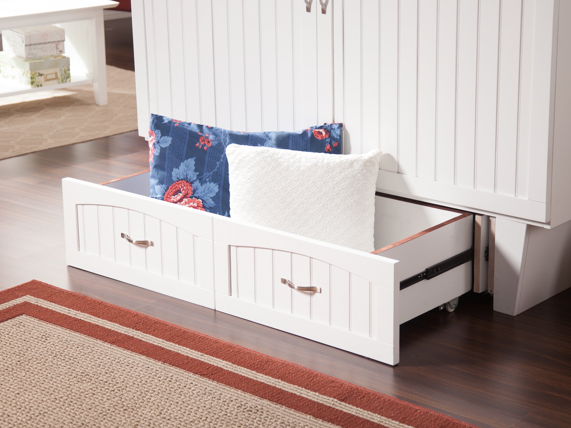 Atlantic Furniture Nantucket Murphy Bed Chest with Charging Station & Mattress, Queen, White (Incomplete)