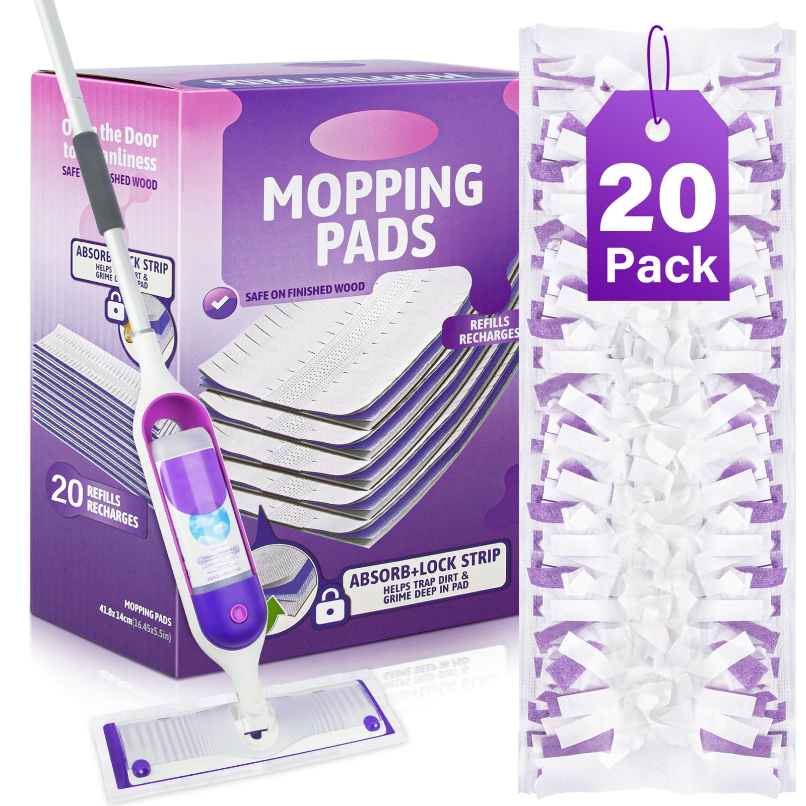 Photo 1 of EHADOO Mop Pads Refills for Swiffer Power Mop: 20 Pcs Wet Dry Disposable Pad for Multi-Surface Floor Cleaning - Mopping Replacement for Tile Hardwood - Sweeping Cloths for Home Kichen