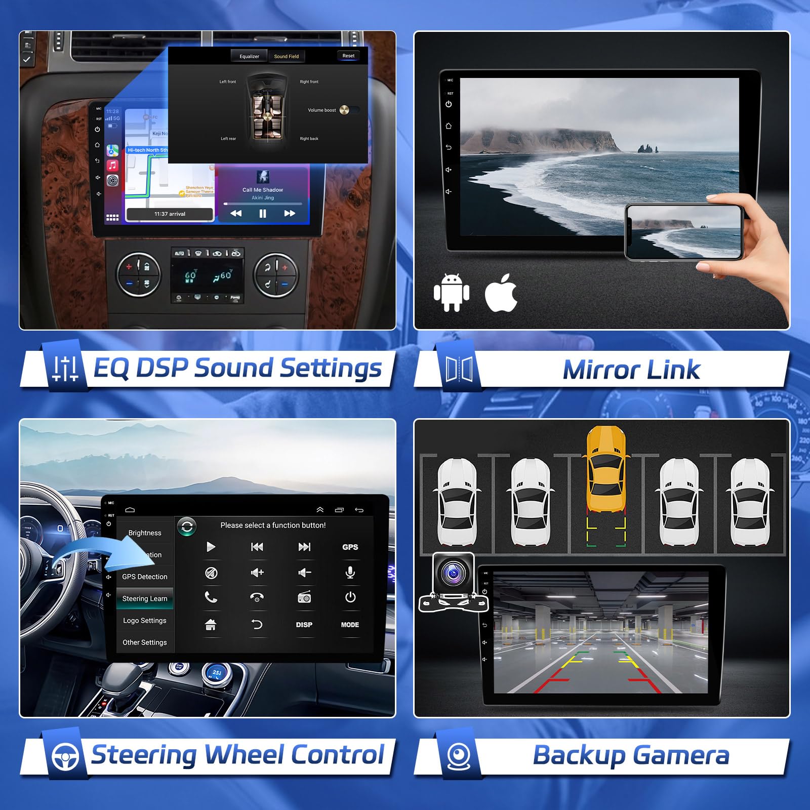 Car Radio for Chevrolet Chevy Silverado Tahoe Suburban GMC Yukon 2007 2008 2009 2010 2011 2012 Stereo with Wireless Carplay Android Auto - 9