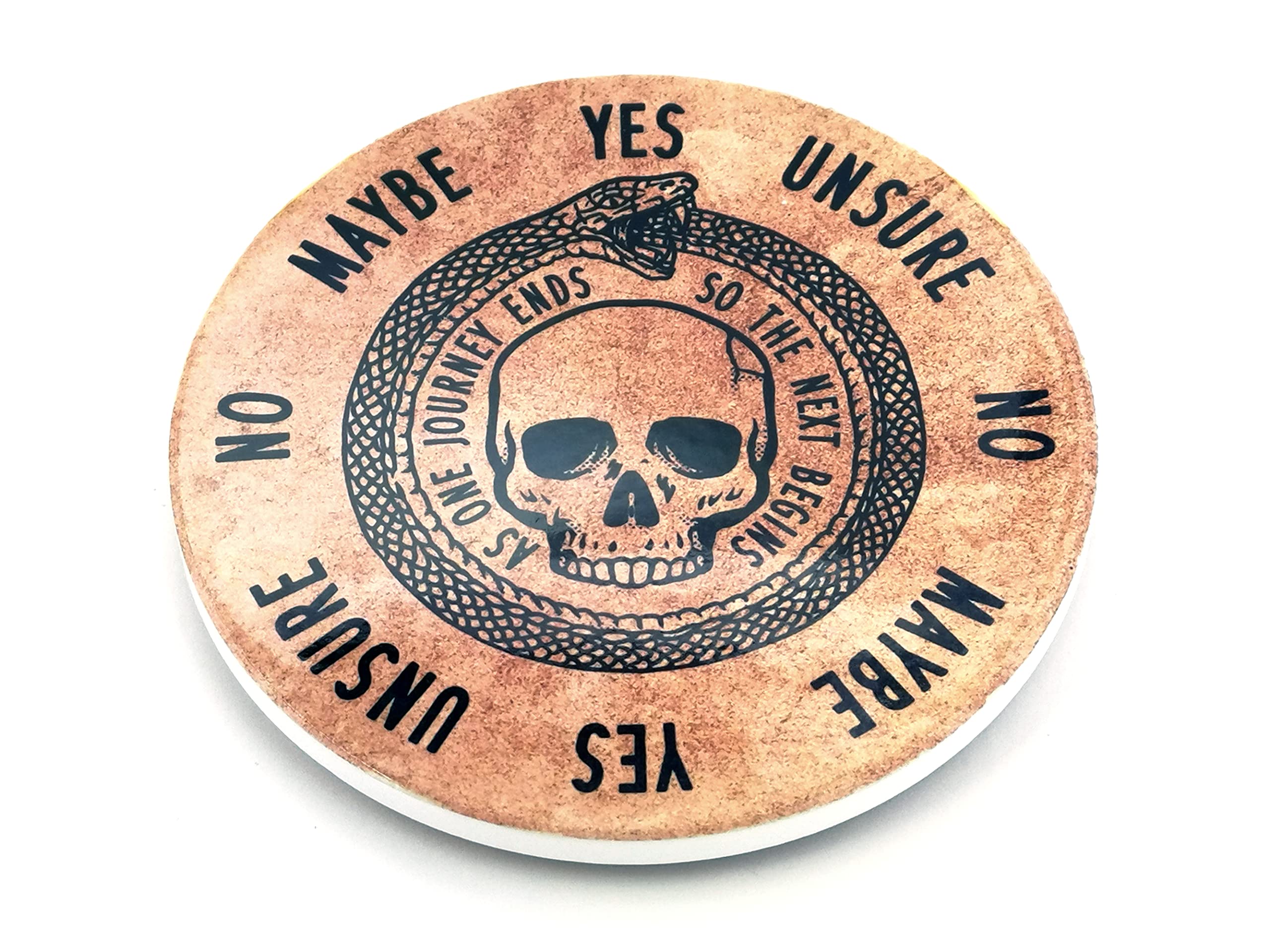 Round Ceramic Pendulum Board with Ouroboros Design, Suitable for Reiki, Dowsing, Divination, Readings