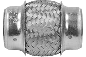 RP Remarkable Power, 2 inch Inlet Exhaust Flex Pipe, ID x 4 Length Flexible Tube, Stainless Steel Double Braid Heavy Duty Universal type Muffler Pipe RK7505 Replacement part