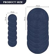 Pauwer Round Placemats and Coasters Set of 6 Navy Non Slip Heat Resistant view 6