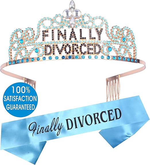 Amazon Com Finally Divorced Tiara And Sash Blue Happy Divorce
