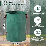 Velway 272L Heavy-Duty Garden Waste Bags 3 Pack with Handles view 2