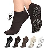 unenow 5 Pairs Pilates Socks for Women Non Slip Socks with Grips for Yoga Hospital Barre Barefoot