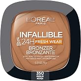 L'Oréal Paris Infallible Up to 24H Fresh Wear Bronzer, Longwear Soft Matte Finish Bronzer Powder, Waterproof & Heatproof, 350