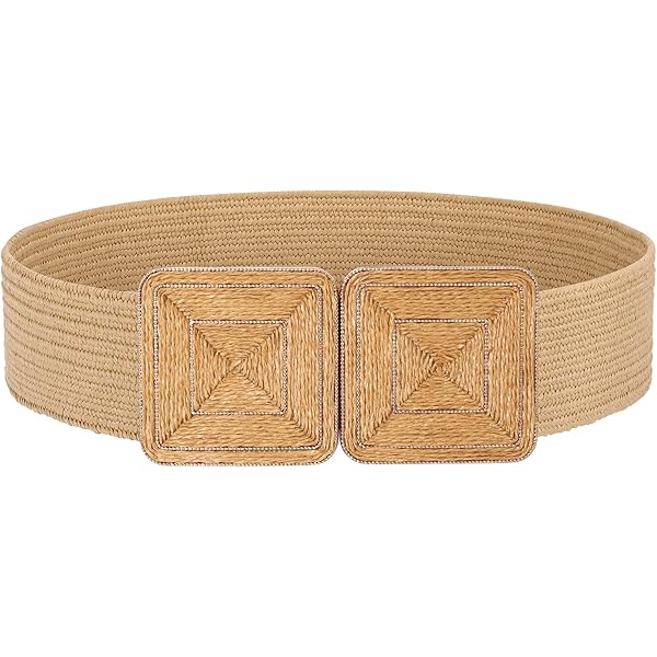 Pettata Straw Woven Elastic Belt for Women Dresses Wide Boho  display picture 3