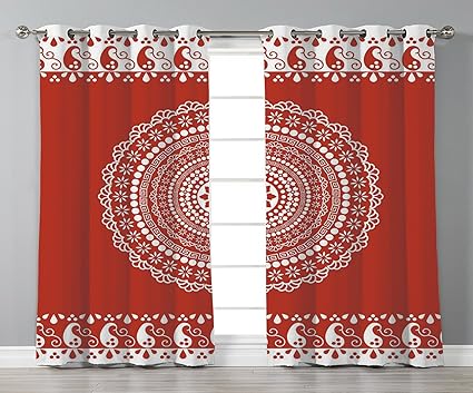 Amazon Com Stylish Window Curtains Red Mandala Traditional Ethnic