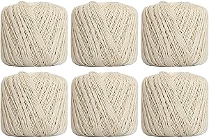 6 Ball Pack Threadart 100% Pure Cotton Crochet Thread - SIZE 3 - Color 2 - NATURAL - Size 10 and 3 - Singles and Bulk Packs Available