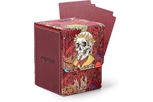 tombert 150+ Premium Deck Box Case for MTG, Large Capacity with 2 Dividers, Fits 100+ Sleeved Cards TCG Trading Card Games(Vertical-red