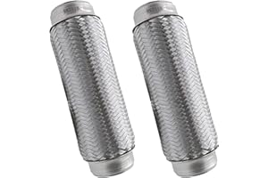 WestMotive, Exhaust Flex Pipe, 2.5"x10"x10" Overall Length Heavy Duty Stainless Steel Double Braid Flexible Tube, 2 Pack