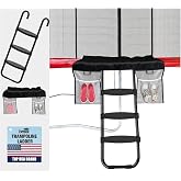 Eurmax USA Universal Trampoline Ladder,240 lbs Capacity,3 Wide Skid-Proof Steps&amp;Shoe Storage Pocket,UV-Resistant Steel Stairs for Kids,Heavy Duty Universal Hook Fit,Trampoline Accessories for Children