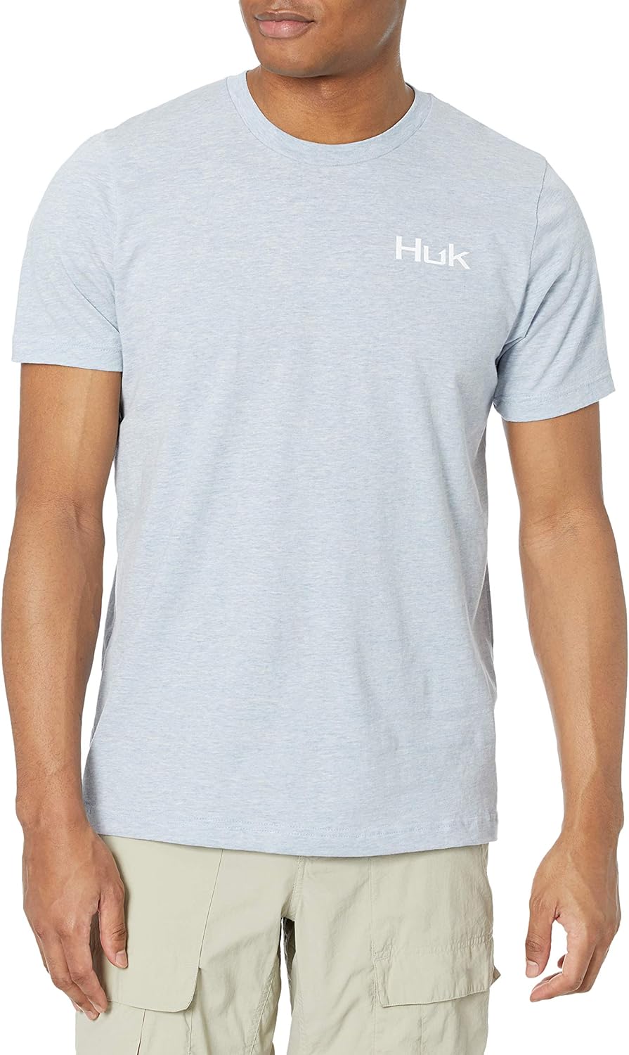 HUK Kc Tee Performance Fishing TShirt, Atlantic Gold Ice Blue