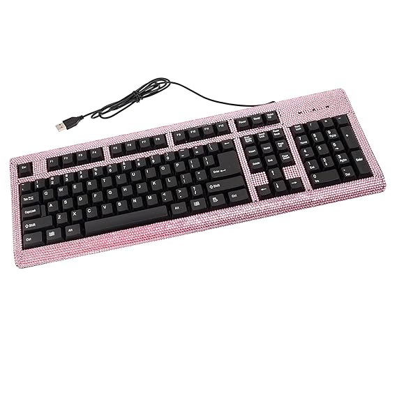 Crystal Case Rhinestone USB Computer Keyboard (Pink