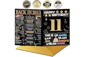 Joycard 11th Birthday Card with Envelope, 11th Birthday Decorations for Girls Boys, 11th Birthday Gifts for Daughter Son, Happy Birthday Cards for 11 Year Old Grandson Granddaughter, Back in 2013