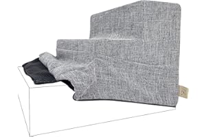 Best Pet Supplies Foam Pet Steps Cover for Small Dogs and Cats, Portable Ramp Stairs for Couch, Sofa, and High Bed Climbing (Cover Only) - Ash Gray Linen, 3-Step (Cover Only)