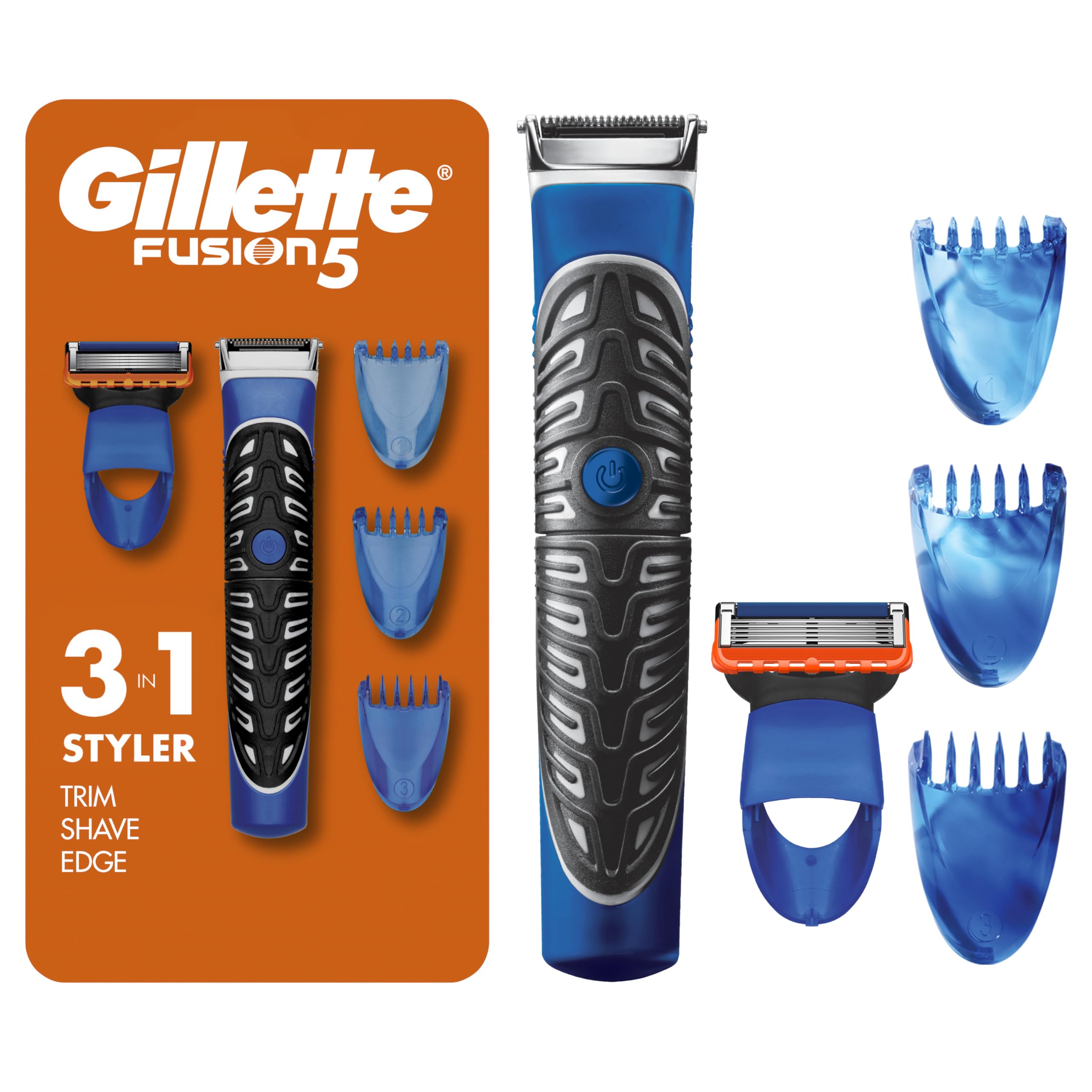 Photo 1 of Gillette Styler: Beard Trimmer, Men's Razor & Edger, All Purpose Styler, All-in-one Tool, Shave, Trim & Edge, Waterproof, Fusion Razors for Men / Styler, with 3 Comb Attachments
