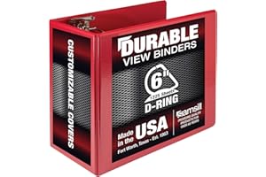 Samsill Durable 6 inch 3 Ring Binder, Made in USA, Locking D Ring FSC 100% Recycled Chipboard, Red