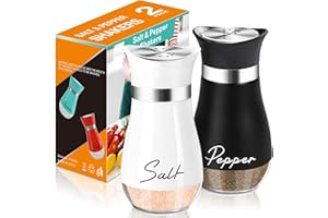 Salt and Pepper Shakers Set,4 oz Glass Bottom Salt Pepper Shaker with Stainless Steel Lid for Kitchen Gadgets Cooking Table, 