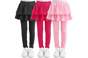 Cooraby 1/2/3 Pack Girls Leggings Toddler Girl Pants School Uniform Pants Warm Stretchy Skirt Leggings for Girls 2-14 Years