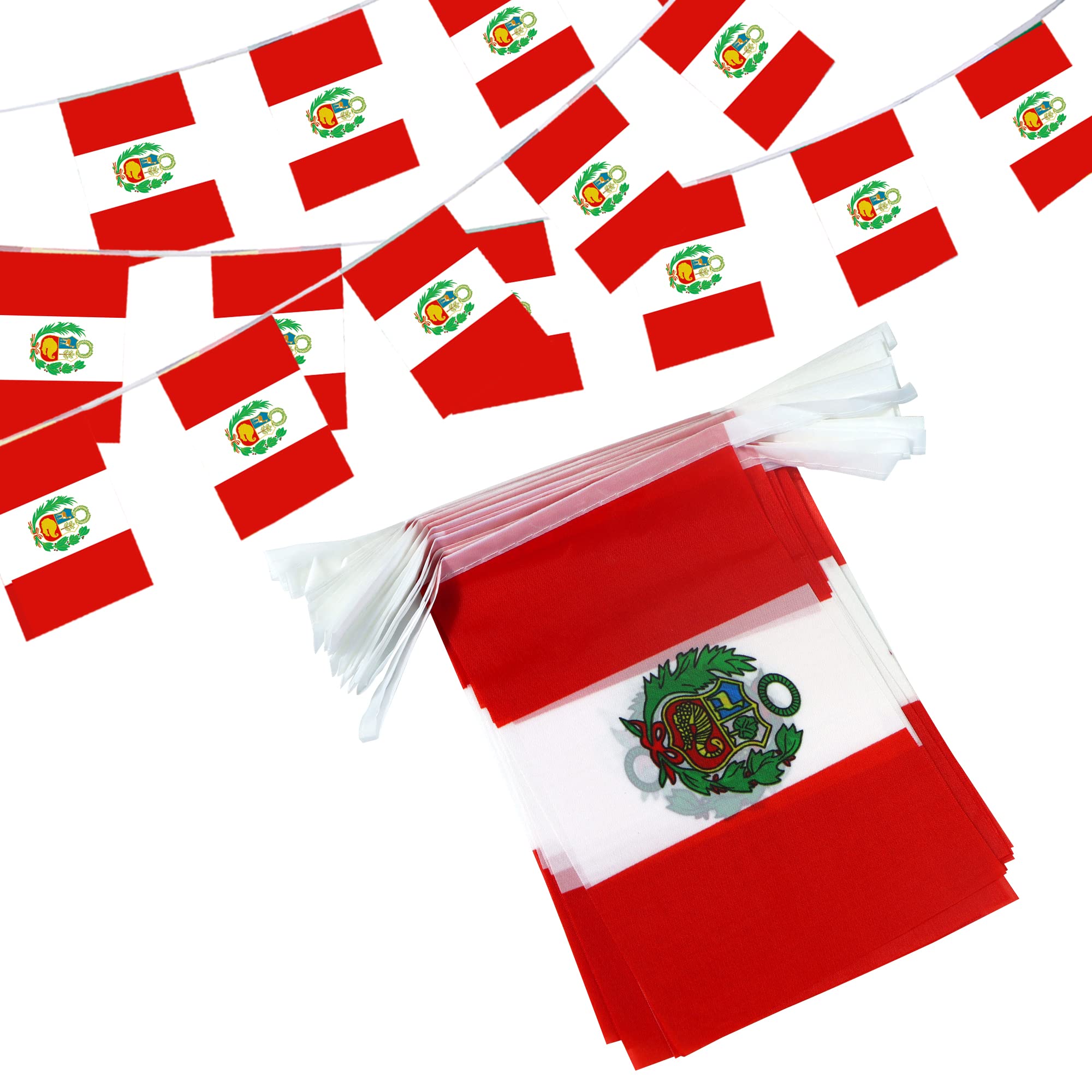 Anley Peru String Flag Pennant Banners, Patriotic Events 28th of July Peruvian Independence Day Decoration Sports Bars - 33 Feet 38 Flags — image 1