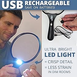 Large Magnifying Glass with LED Light