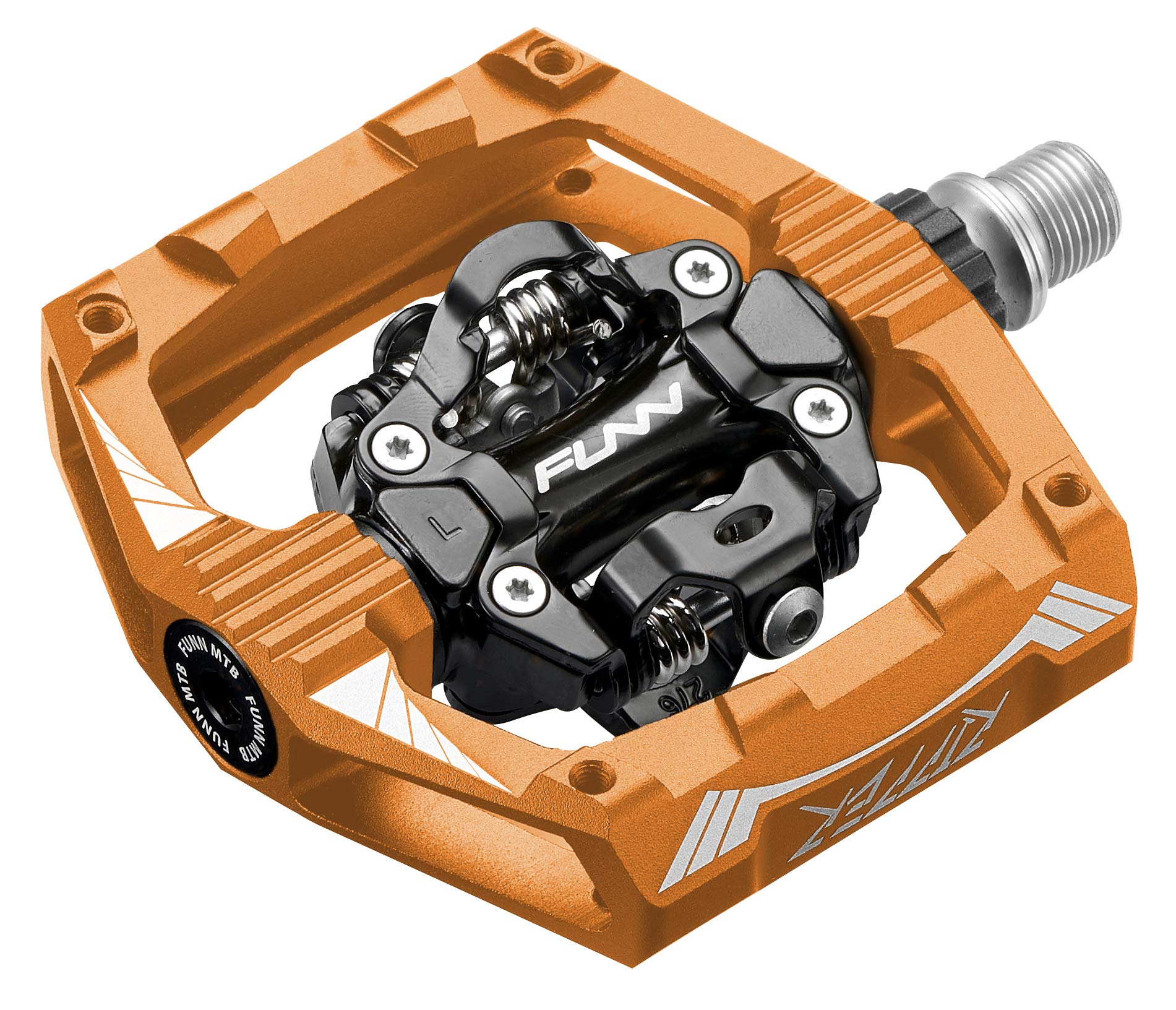 Funn Ripper Mountain Bike Clipless Pedals, Rocker Clip/Spring-Loaded Clip-in Mechanism, Compatible with SPD Cleats, 9/16" CrMo Axle Bicycle Pedals for MTB/Gravel Cycling (Orange)