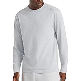 Reebok Apparel Mens Volt Long Sleeve Crewneck T-Shirt, Standard Fit, Lightweight Cotton-Poly Jersey Fabric