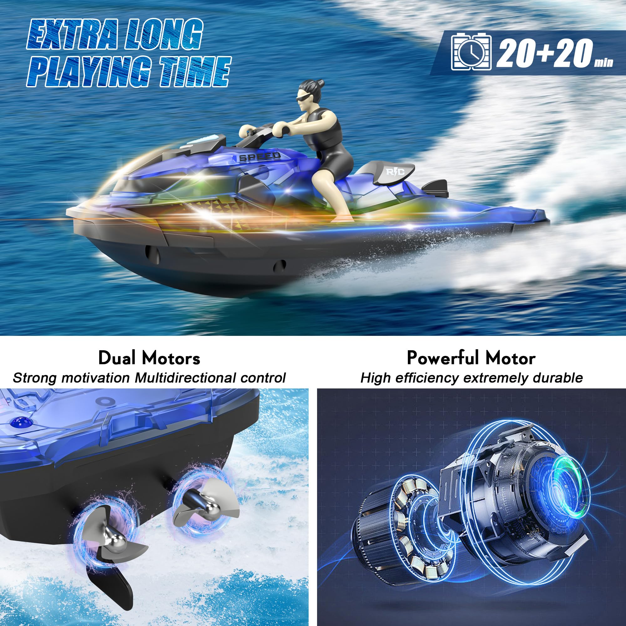 Mua RC Boats for Kids 6+, 2.4GHZ Mini Remote Control Jetski with Dual