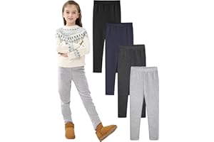 Resinta 4 Pack Girls Winter Warm Fleece Lined Leggings Thick Thermal Tights Pants Soft Stretchy Leggings