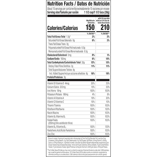 MULTI GRAIN CHEERIOS, HEART HEALTHY BREAKFAST CEREAL, GLUTEN FREE, GIANT SIZE, 20.6 OZ