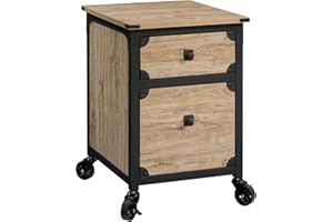 Sauder Steel River Pedestal File Cabinet, Metal Accent File Cabinet, Casters for Mobility, Industrial Style - Milled Mesquite Finish
