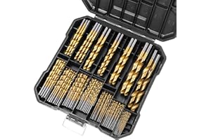 AIMLENTOOL 99PC Drill Bit Set, 135° Tip Titanium Coated High Speed Steel, Twist Drill Bit Kit for Iron, Aluminum Alloy, Copper, Wood, Plastic, with Storage Case 1/16"-3/8"
