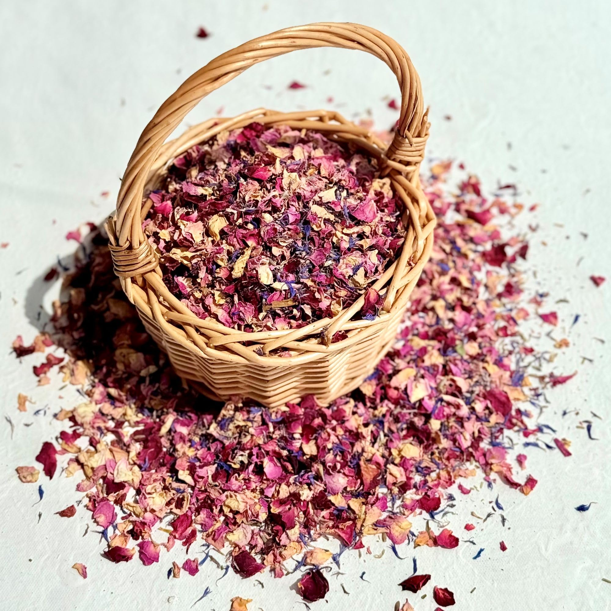 Natural Petal Confetti - 1 Litre - 'Enchanted Woodland' mix of Rose and Pink Rose, Cornflower Lavender and Rosemary - Biodegradable (11)