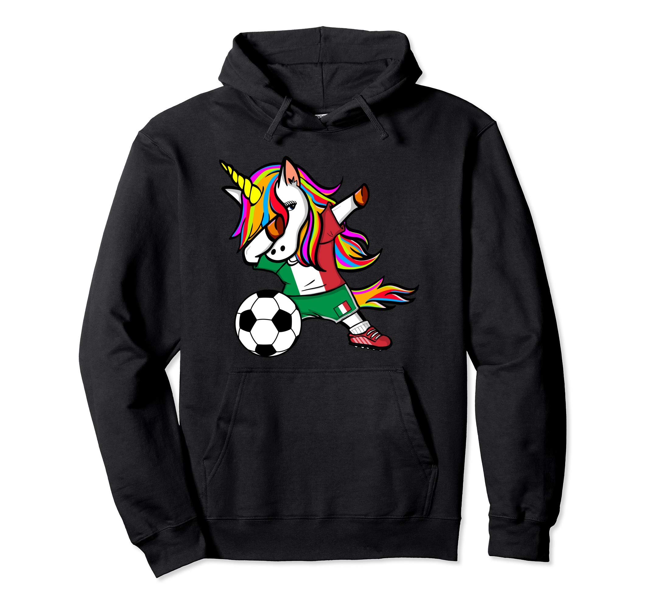 Funny Dabbing Unicorn Italy Football - Italian Flag Soccer Pullover Hoodie