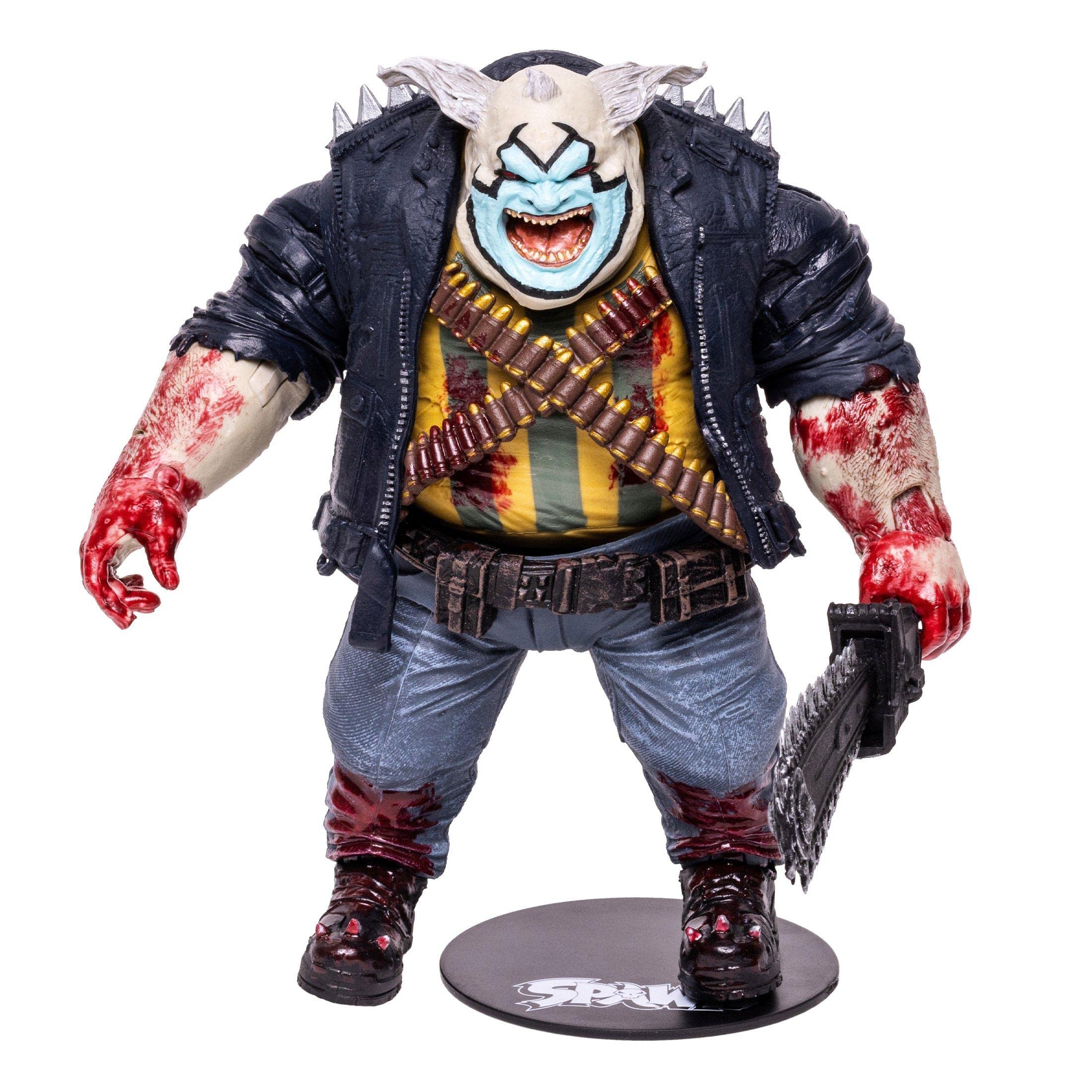 McFarlane Toys, Spawn Comic 7-inch The Clown (Bloody) Deluxe Spawn Action Figure with 22 Moving Parts, Collectible DC Figure with Accessories and Collectors Stand Base – Ages 12+